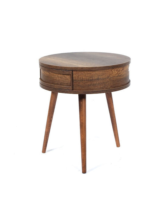 Rundes Beistelltisch Holz Schwarz Marmor M51xL51xH58cm