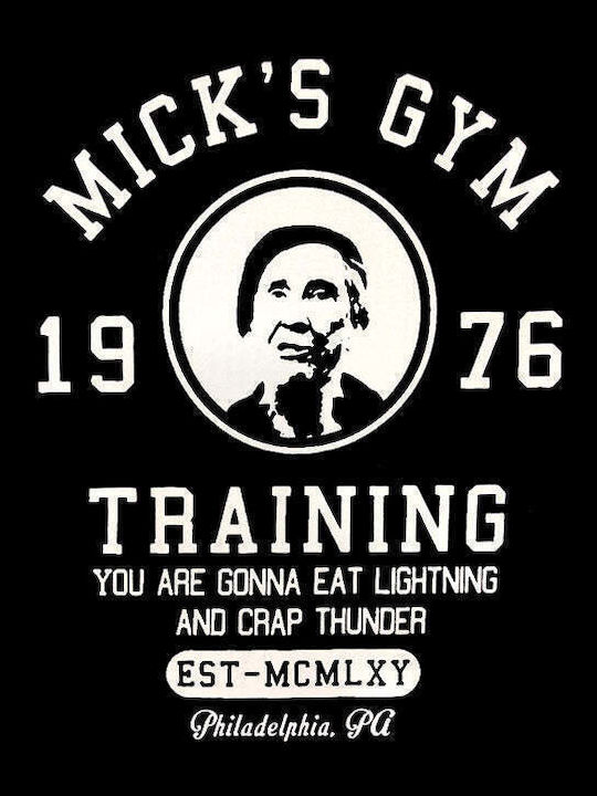 Rocky Mick's Gym All Time Classic Unisex T-shirt Βαμβακερό Μαύρο