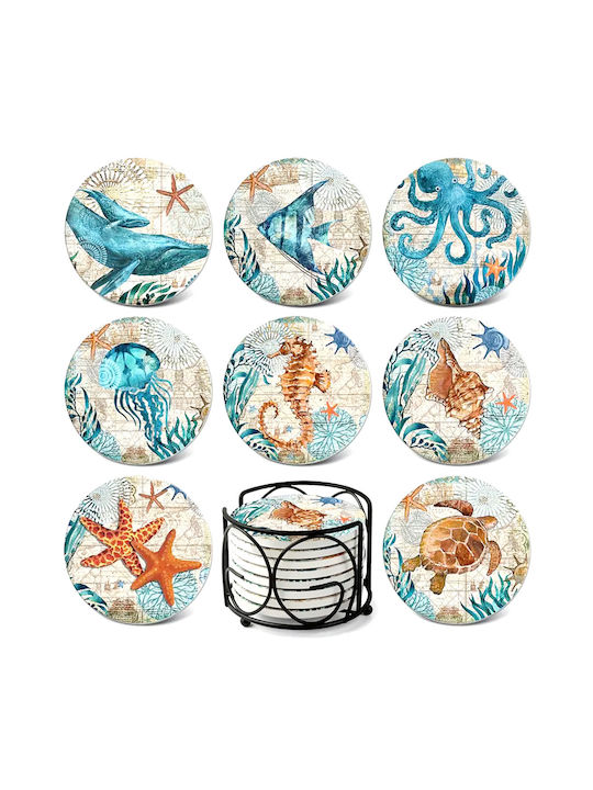 Round Coaster Plastic Multicolour 1pcs