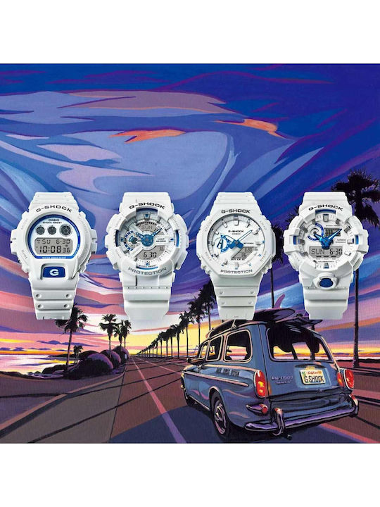 Casio G-shock Analog/Digital Men's Watch Chronograph Battery with White Rubber Strap