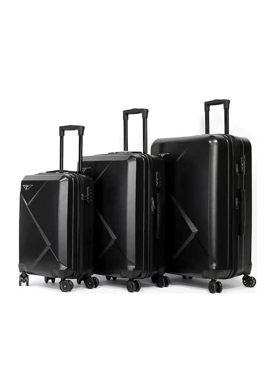 Kourk Medium Hard Travel Suitcase Black with 4 Wheels Height 65cm