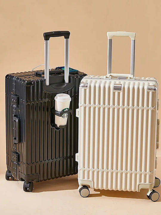 Kourk Cabin Hard Black Suitcase with 4 Wheels Height 55cm