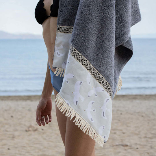 White Fabric Πετσέτα Θαλάσσης Βαμβακερή Γκρι 80x160εκ.