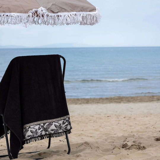 White Fabric Πετσέτα Θαλάσσης Βαμβακερή Μαύρη 80x160εκ.