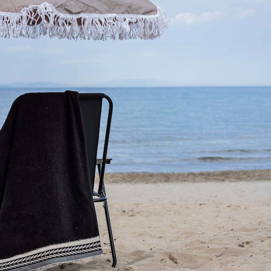 White Fabric Πετσέτα Θαλάσσης Βαμβακερή Μαύρη 80x160εκ.