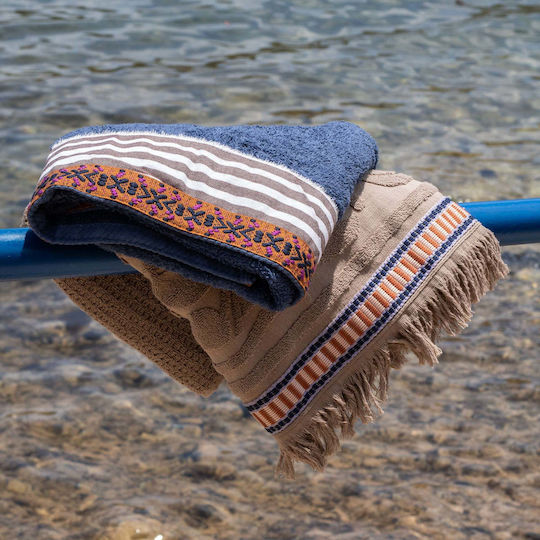 White Fabric Πετσέτα Θαλάσσης Βαμβακερή Μπλε 80x160εκ.