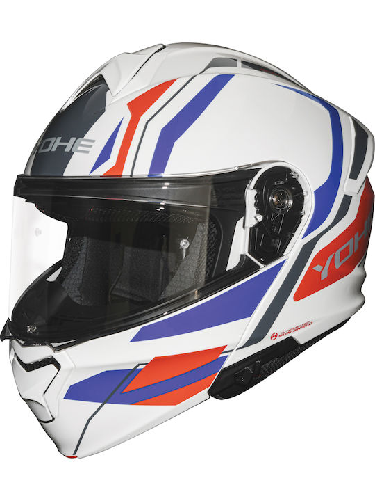 Yohe 935 SV G50A White Gloss/ Blue / Red Κράνος Μηχανής Flip-Up ECE 22.06 1550gr με Sunvisor
