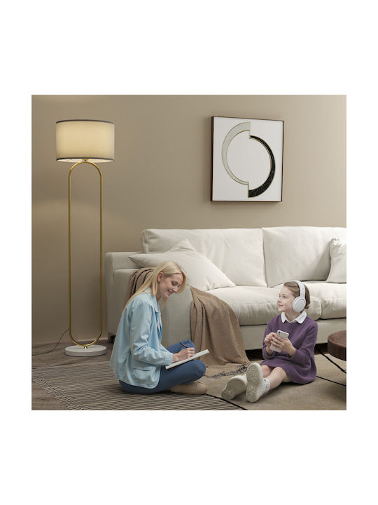 HomCom Floor Lamp H150xW40cm. with Socket for Bulb E27 Gold