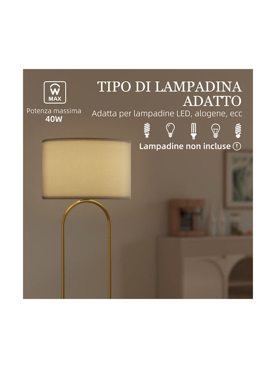 HomCom Floor Lamp H150xW40cm. with Socket for Bulb E27 Gold