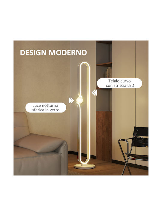 HomCom LED Φωτιστικό Δαπέδου Υ145xΜ28εκ. με Φυσικό Λευκό Φως Λευκό