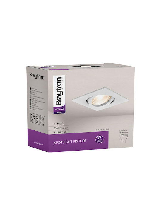Braytron Χωνευτό Σποτ Λευκό 8.2x8.2εκ. 1τμχ