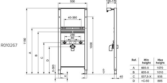 Πλαίσιο Στήριξης Νιπτήρα Ideal Standard Prosys R010267