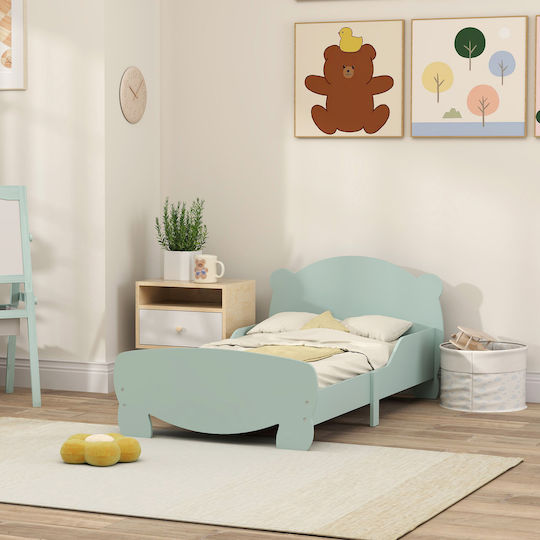 Pat pentru Copii Single Verde pentru Saltea 80x143.5cm