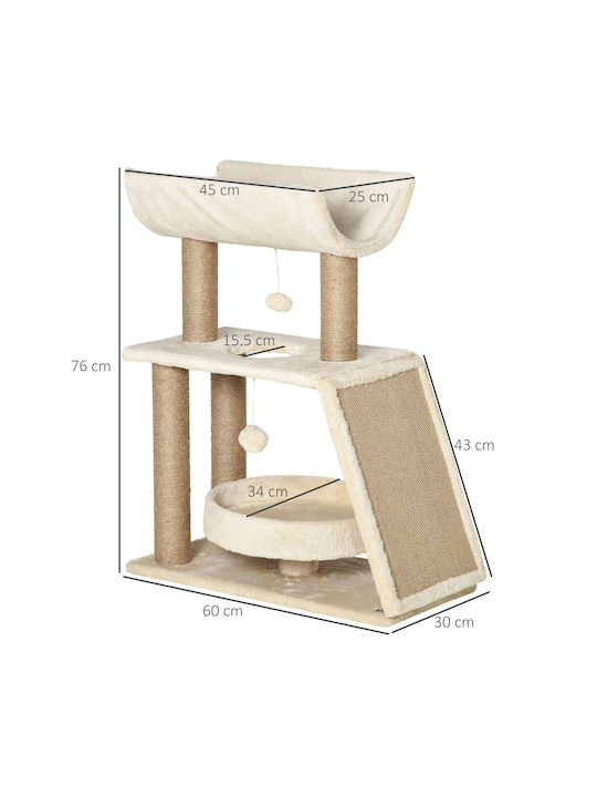 Pawhut Scratching Post Cat Trees Brown 60x30x76cm