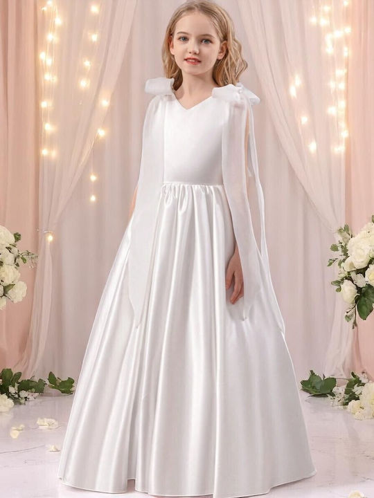 Kinderkleid Ärmellos Satin White