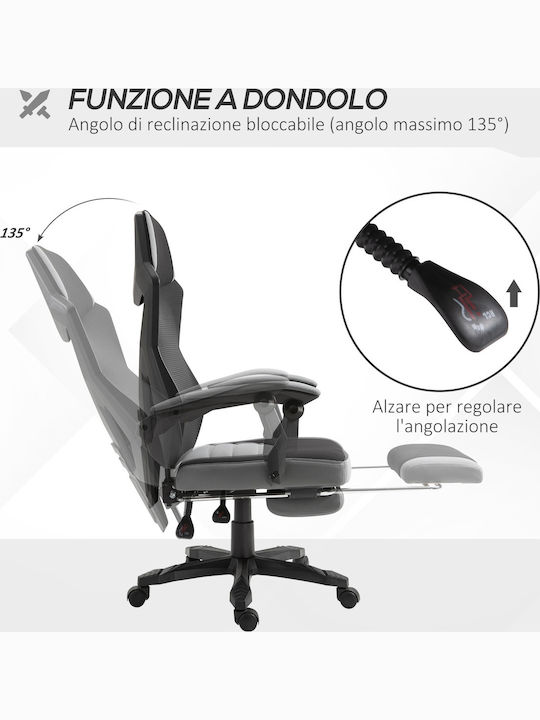 HomCom Scaun De Birou Cu Brațe Gri