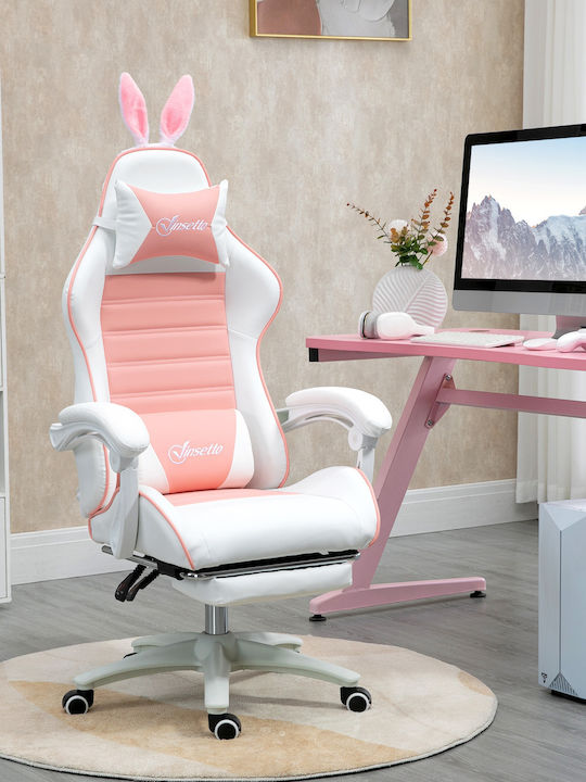 Vinsetto 921-621V00PK Gaming Chair with Footrest Pink