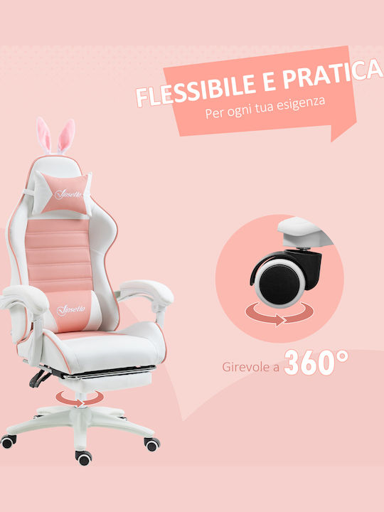 Vinsetto 921-621V00PK Gaming Chair with Footrest Pink