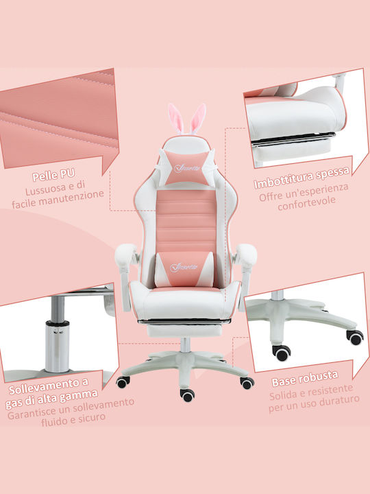 Vinsetto 921-621V00PK Gaming Chair with Footrest Pink