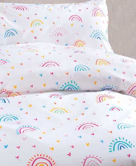 Rythmos Rainbow Multi Baby Sheet Cradle Cotton White 80x110cm