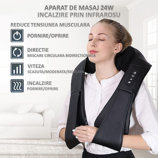 Massage Device Shiatsu for the Neck with Infrared Heat Black