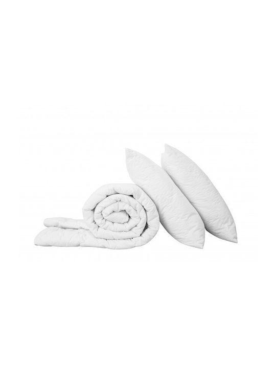 Kotonia Home Husă de pătură Set de fețe de pernă cu Umplutură Microfiber Semi-dublu 180x200cm Alb 3buc 150 g/mp²Gsm