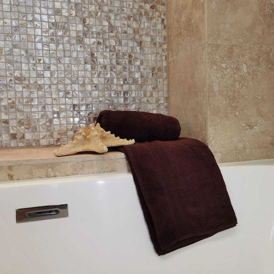 Kotonia Home Πετσέτα Προσώπου Deco 50x90εκ. Brown 2τμχ Βάρους 450gr/m²