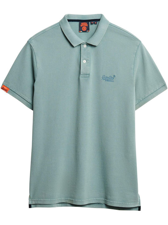 D2 Ovin Vint Polo Short Sleeve Blouse Tourmaline Blue