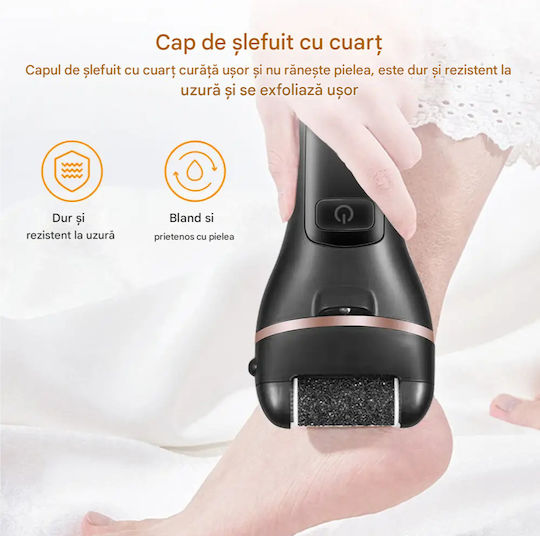 Set Pilă Electrică Pentru Picioare 10 Bucăți Tălpi Călcâie Arvada Drskin V-601 Afișaj Digital Led Baterie 1200 mAh Încărcare Usb Rezistentă la Apă 3 Role 2000 Rpm Accesorii Incluse Îndepărtare Piele Moartă Îndepărtare Calus Negru