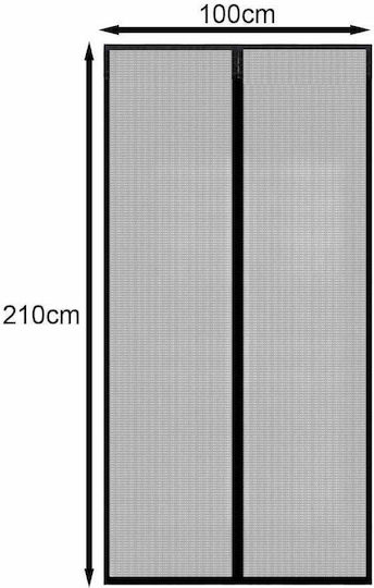 Haustierfreundliches Moskitonetz Tür mit Klebeband mit Magnetverschluss aus Polyester Grau 100x210cm