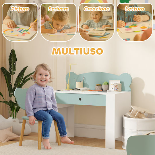 Kinderschreibtisch aus Melamin Grün 60x40x50cm