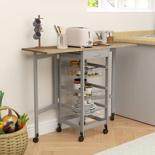 HomCom Küchenwagen Metallisch Gray 37x37x77.5cm