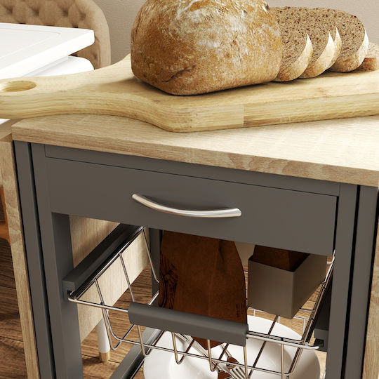 HomCom Küchenwagen Metallisch Gray 37x37x77.5cm