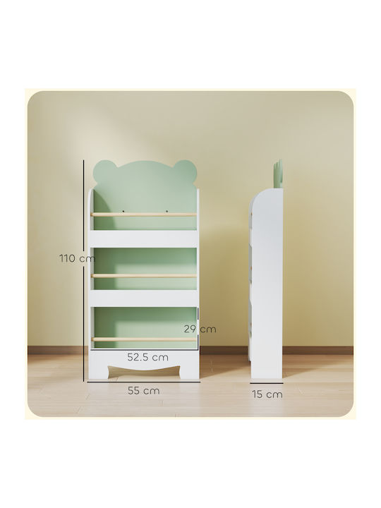 Βιβλιοθήκη Δαπέδου Ξύλινη Πράσινη 55x15x110cm