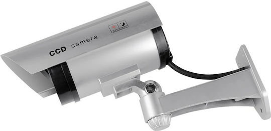 Fake Surveillance Camera Outdoor Indoor Flashing Red LED 360°/90° Rotation Waterproof AA Batteries Silver