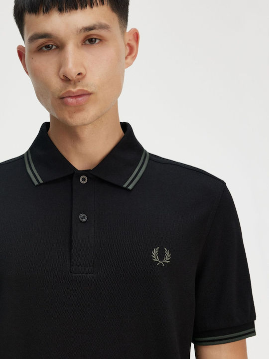 Polo Kurzarmbluse Black, Court Green
