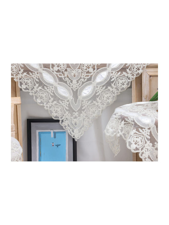 Liolios Home Τραπεζομάντηλο Λινό με Κέντημα Ivory 150x220εκ.