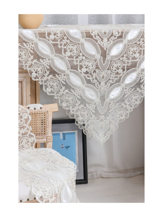 Liolios Home Τραπεζομάντηλο Λινό με Κέντημα Ivory 150x220εκ.