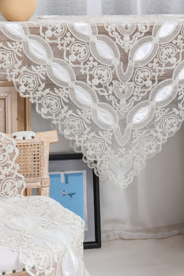 Liolios Home Τραπεζομάντηλο Λινό με Κέντημα Ivory 150x220εκ.