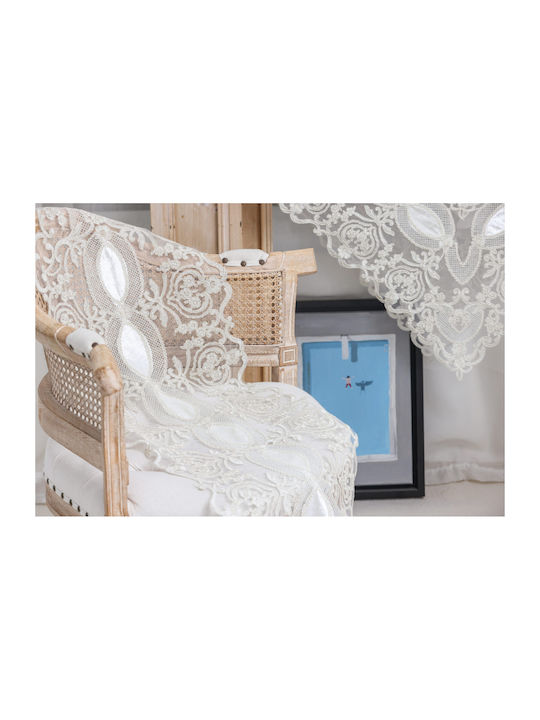 Liolios Home Τραπεζομάντηλο Λινό με Κέντημα Ivory 150x220εκ.