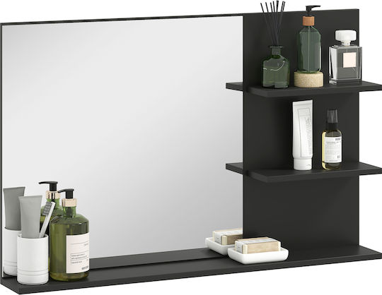 Kleankin Oglindă de Baie din MDF cu Raft 75x48cm Negru