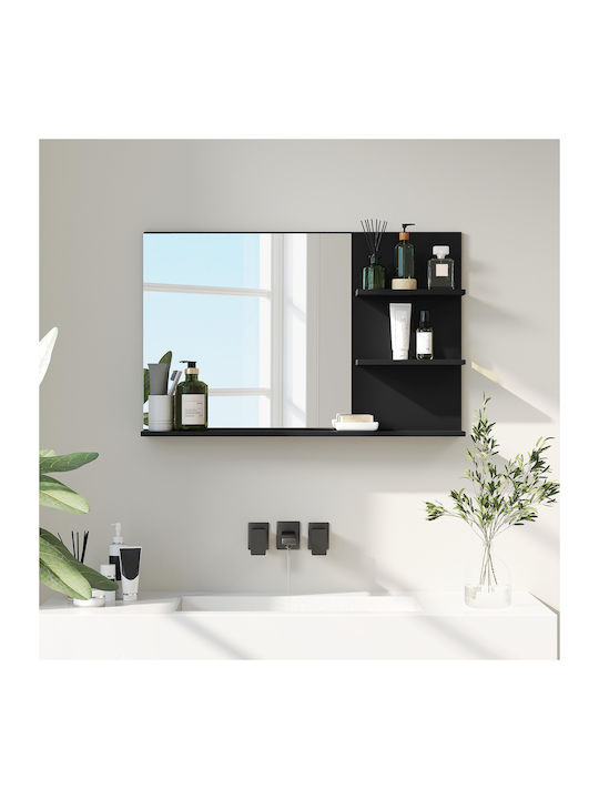 Kleankin Badezimmerspiegel aus MDF mit Regal 75x48cm Schwarz