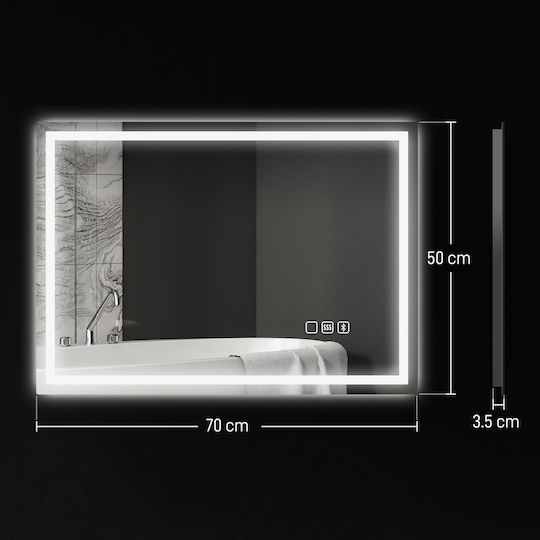 HomCom Badezimmerspiegel Led Berührung mit Bluetooth 50x70cm Silber