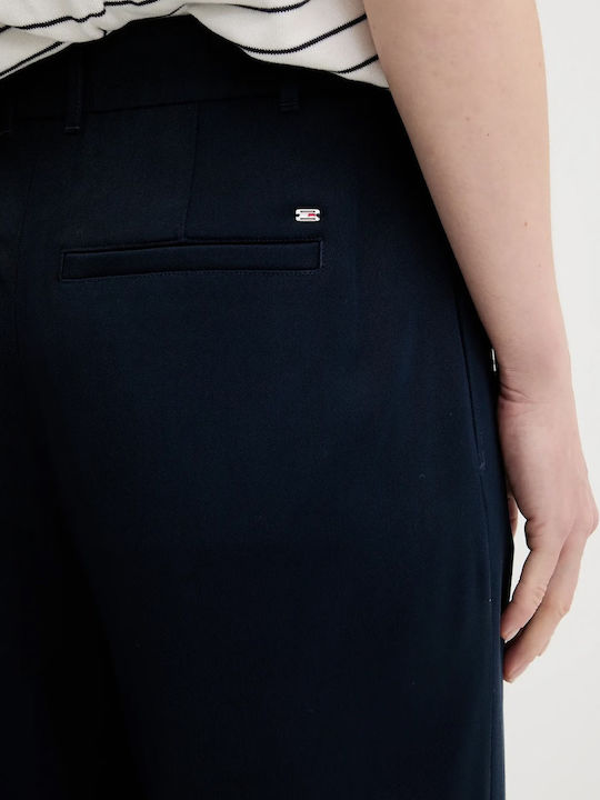 Dama Tesatura Pantaloni cu Croială Normală Navy