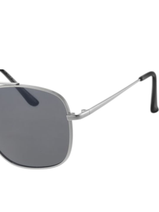 Paolo Moss Men's Sunglasses with Silver Metal Frame and Silver Mirror Lens
