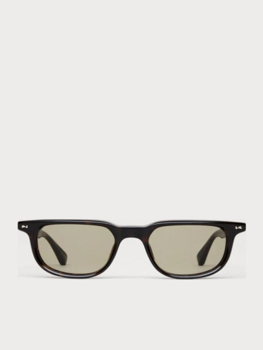 Chimi Novis Unisex Sunglasses With Brown Tartaruga Horn-Rimmed Frame And Green Lens