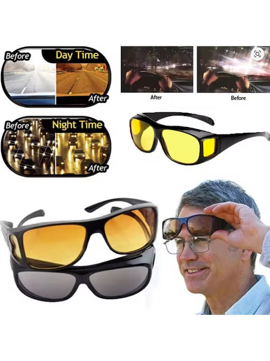 Verk Group Night Driving Glasses & Unisex Sunglasses with Black Frame and Black Polarized Lens