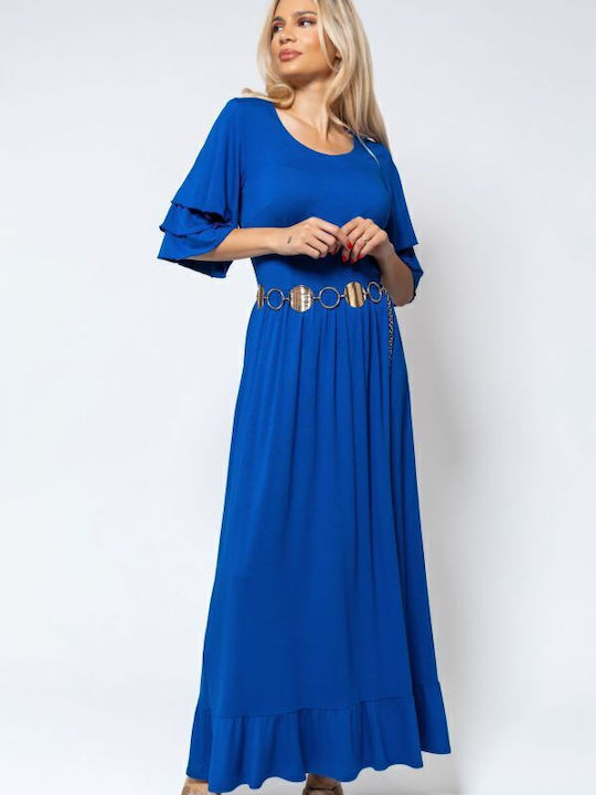 Summer Maxi Dress with Ruffles Blue Roua