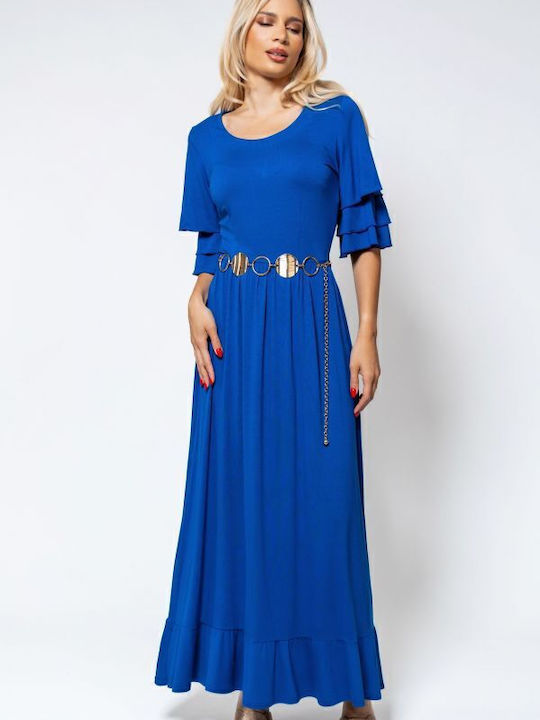Summer Maxi Dress with Ruffles Blue Roua