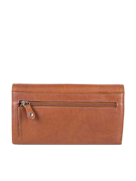 Groß Leder Damen Geldbörse Klassisch Tabac Braun